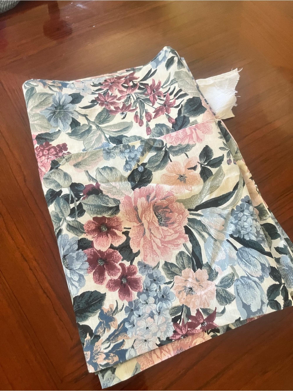 Vintage RN 14126 Floral Valance with Pink & Blue Blooms